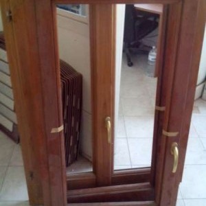 2 finestre in legno nuove con sistema vasistas misura 74.5x138