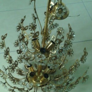 lampadario ottone e cristallo