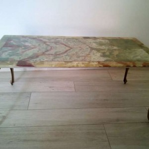 TAVOLINO SALOTTO MARMO E OTTONE