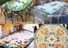Tavoli in pietra lavica con decorazioni a mano in Abruzzo